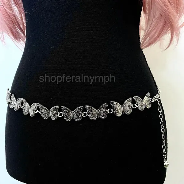 Silver Y2K Butterfly Fairycore Waist Chain Belt, Fits 13 to 35 Inches, X7GA1370 - Image 6