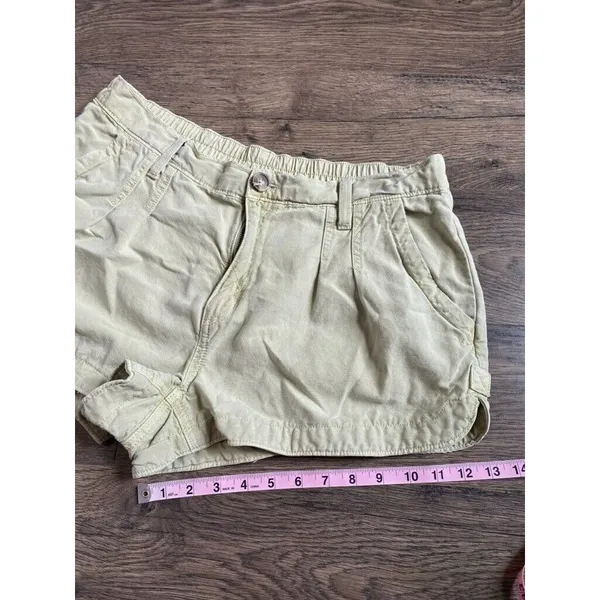 EUC Womens AERIE PLEATED‎ UTILITY SHORT green cotton lyocell pocket size L - Image 8