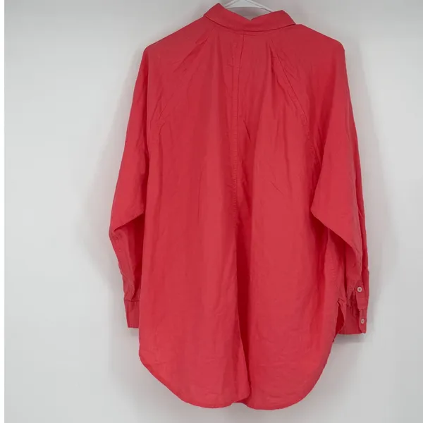 Aerie Women Small Coral Pink Linen‎ Viscose Blend Oversized Button Down Shirt - Image 2