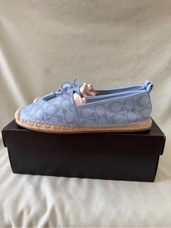 Coach Women's Carson Signature Jacquard Espadrille Loafers Lather Blue Size 11B - Image 3