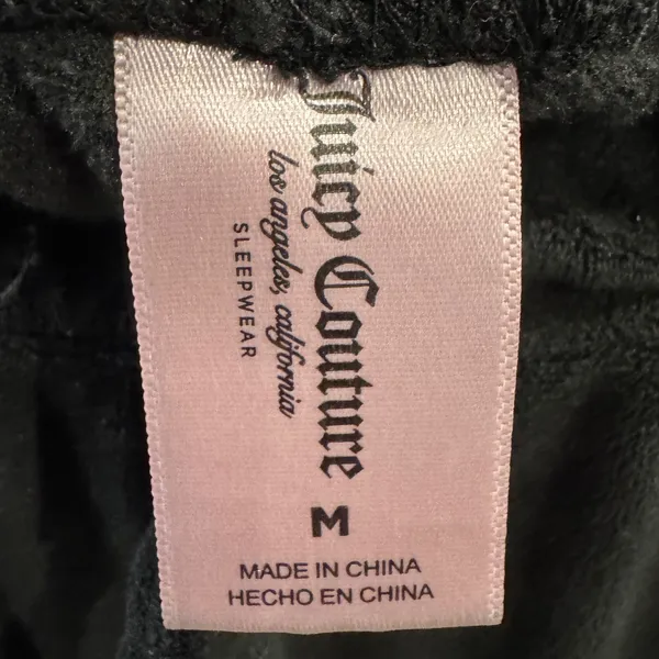 Juicy Couture Black Velour Rhinestone Logo Joggers Sleepwear Pants Womens Medium - Image 4