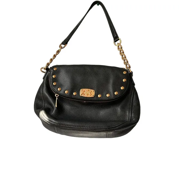 Michael Kors black Leather Studded Shoulder Bag w/partial chain strap - Image 4