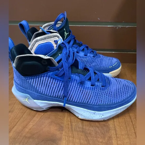 Jordan Women's Athletic High-Top Sneakers in Royal Blue and White - Image 2
