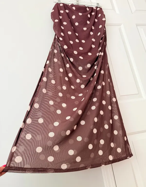 Anthropologie Maeve Polka Dot Print Mesh Side-Slit Maxi Skirt, Size XL - Image 9
