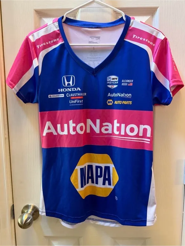 Size S AutoNation NAPA Racing Tee in Blue and Pink - Image 3
