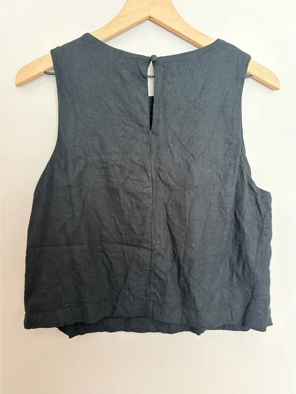 Abercrombie & Fitch Linen Shell Top Black Medium - Image 2