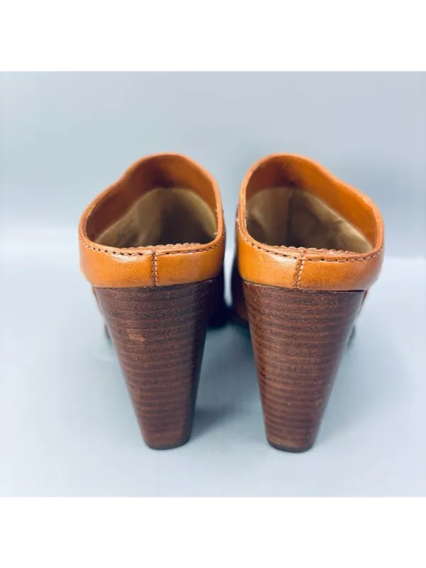 Frye Clogs Platform Mules Womens 7 Tan Belted Harness Cognac Block Heel 3472449 - Image 5