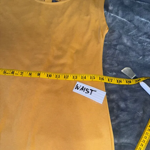 Sigrid Olsen Shift Dress XS Mustard Golden Yellow Sleeveless Modal‎ Blend Casual - Image 8