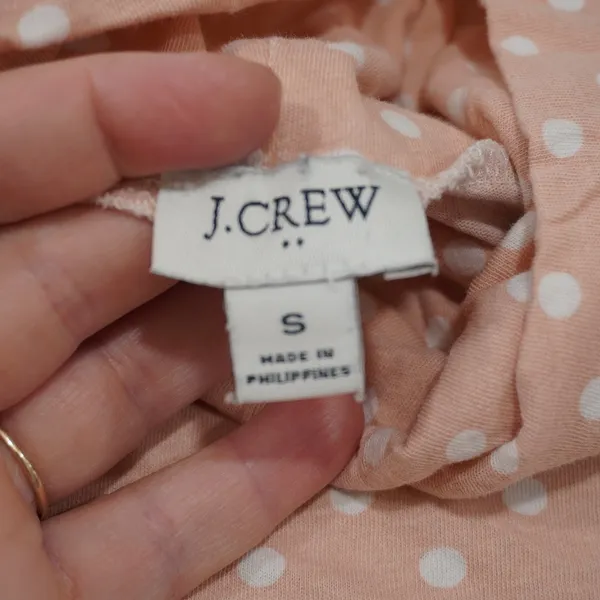 J. Crew Women's Size Small Tissue Turtleneck Shirt Pale Pink Polka Dot Layering - Image 4