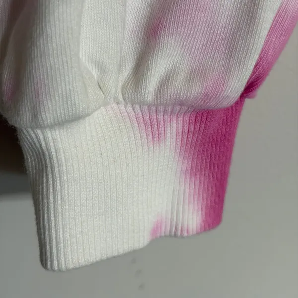 Nike Womens XL Pink Tie Dye Cropped Sweatshirt Long Sleeve Crewneck Logo Top - Image 3