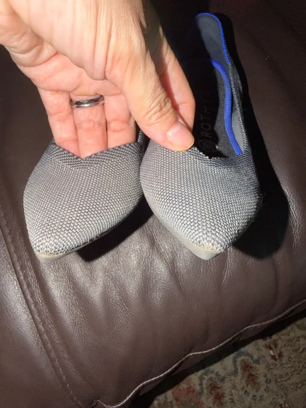 Rothy's Pointed Knit Flats in Navy and White Herringbone - Image 3