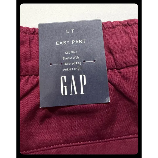 Gap Easy Pant Womens L Tall Maroon Tapered Leg Ankle Length Cotton Blend Pull On - Image 4