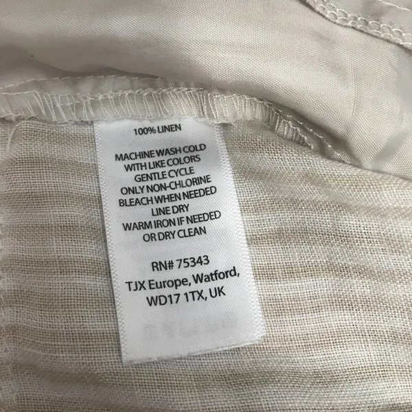 Cynthia Rowley linen tan and white striped shorts - Image 5