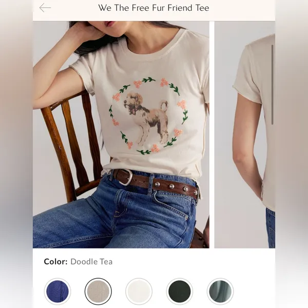 NWT Free People We The Free Fur Friend Tee - doodle tea - XS - Image 6