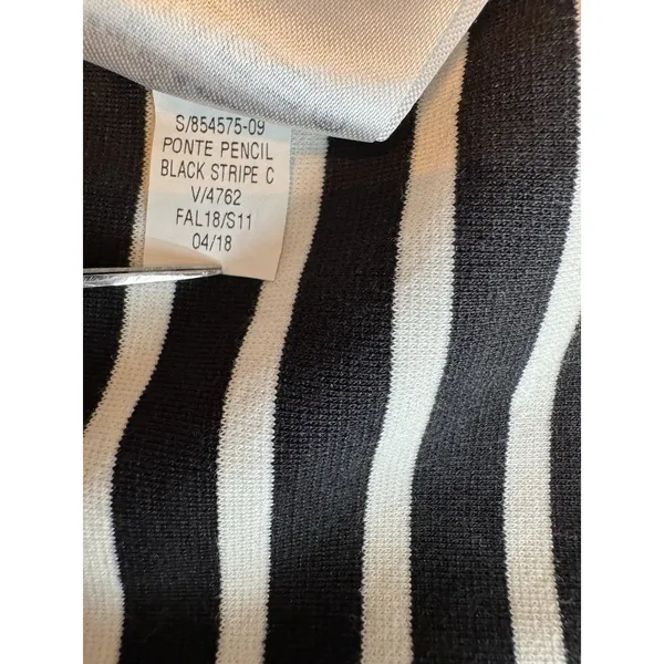 Old Navy Ponte Pencil Skirt Black Stripe Mini Cotton Stretch Coastal Nautical L - Image 4
