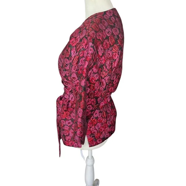 Tularosa Rory Deep Magenta Metallic Jacquard Wrap Top XS NWT Revolve - Image 6