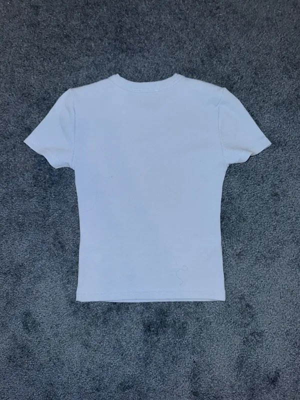 Zara Light Blue Ribbed Crew Neck Short Sleeve T-Shirt - Image 2