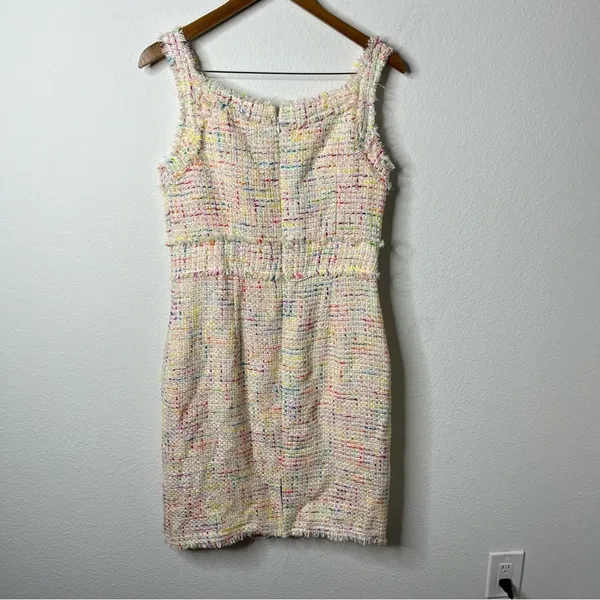 Theia Colorful Multi Tweed Sheath Dress Sleeveless Womens Size 10 - Image 6