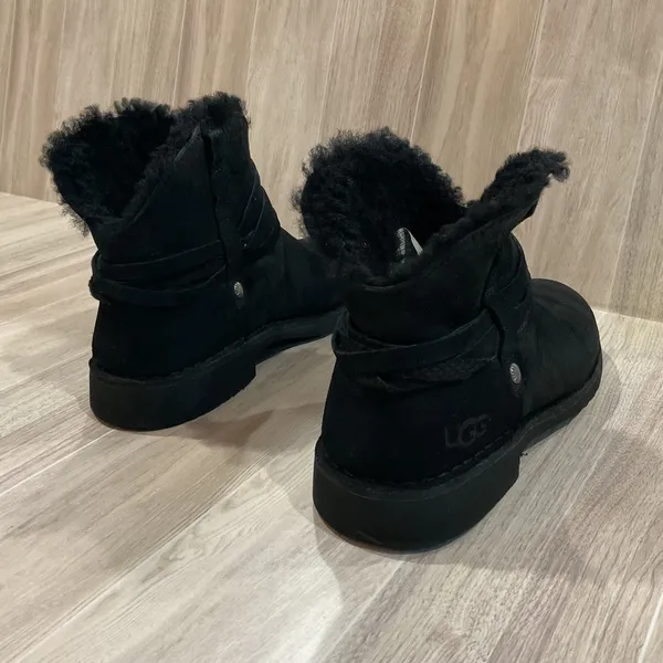 UGG Pascal Fashion Boot Womens 7 Black Good Suede Shearling Ankle 1099053 - Image 3
