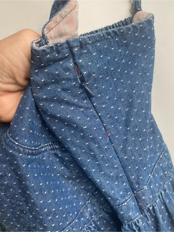Free People denim bustier mini dress polka dot sun dress preppy summer Small - Image 6