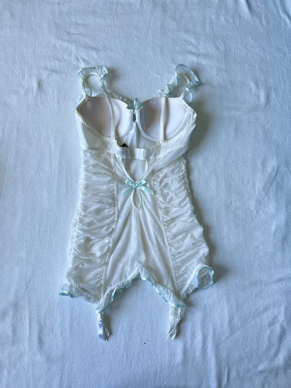 Victorias Secret White Lace Frilly Sheer Babydoll Mini Dress - 34B - Image 2