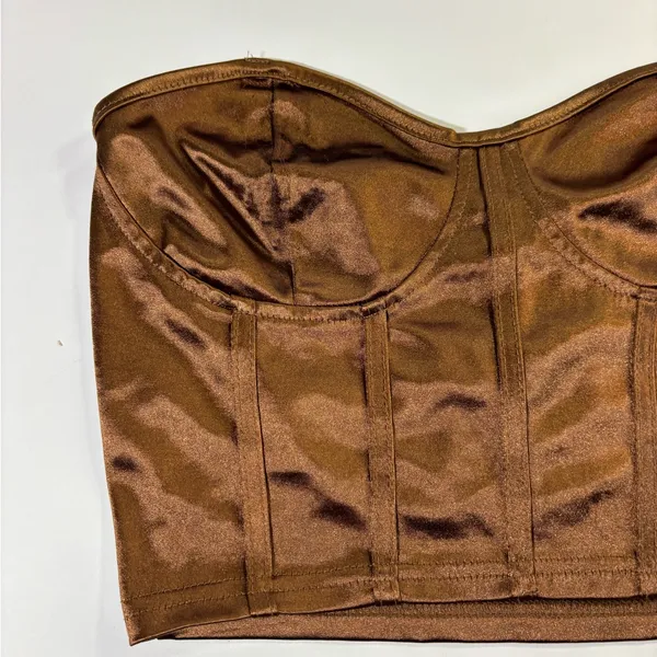 Brown Satin Bustier Top Size L - Image 2