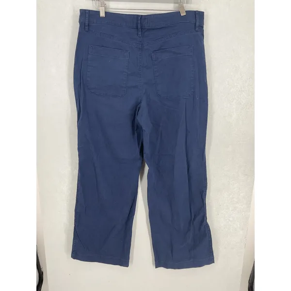 LOFT Womens Pants Navy Blue Wide Leg Tab Waist Detail Size 12 - Image 3