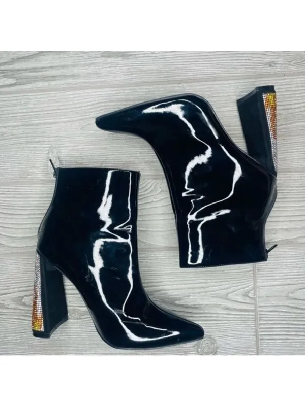 Dolls kill lady Godiva fire flame platform heels rhinestone patent leather boots - Image 6