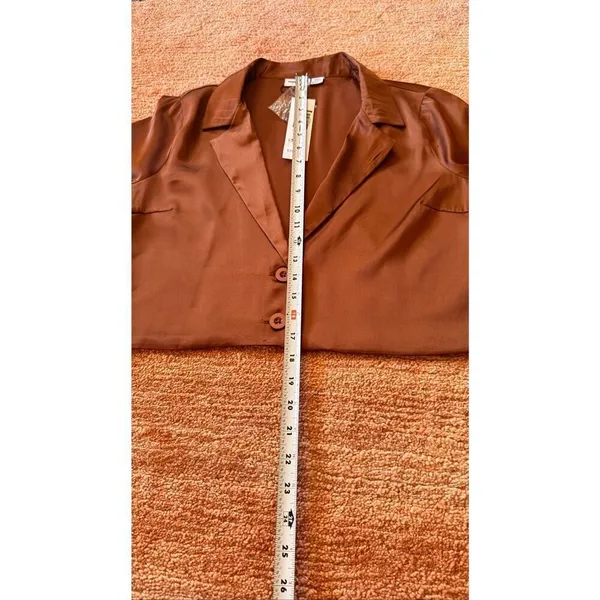 Noisy May Cropped Blazer Cappuccino Brown Satin Women’s Size M NWT - Image 5