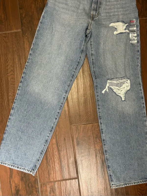Levi’s 94 Baggy Distressed Mid Rise Straight Leg Denim Jeans - Image 7