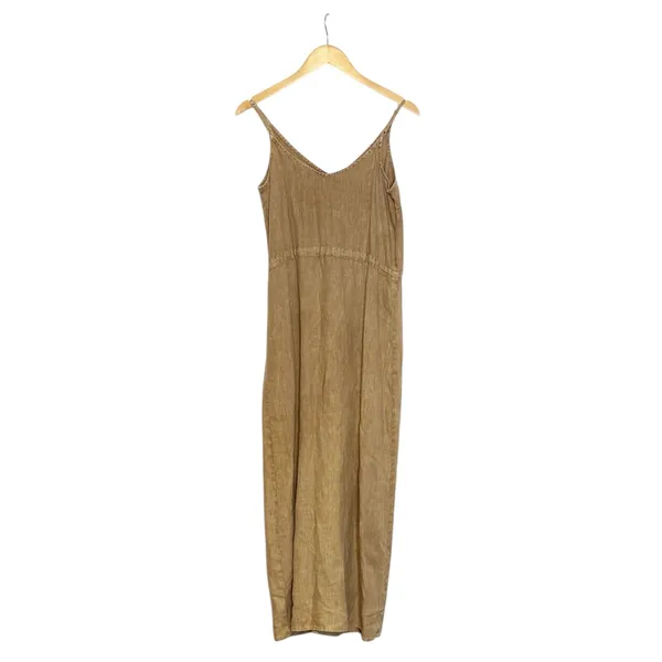 Bella Dahl 100% Linen Button Front Midi‎ Dress Tan size XS - Image 4