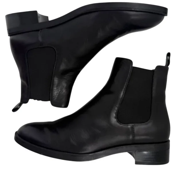 ZARA Women's Black Leather Chelsea Ankle‎ Boots Size 7.5 (EU 38) Minimalist - Image 7