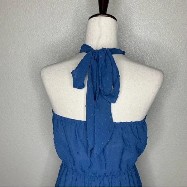 NWT Pretty Garden Blue Halter Tiered Maxi Dress, Sz Small - Image 10