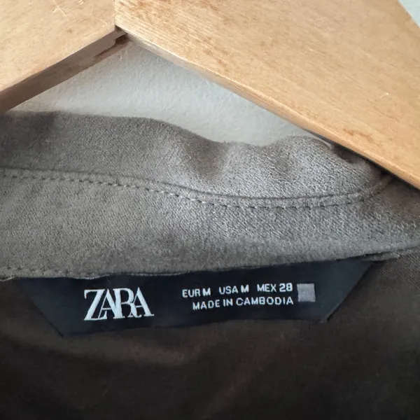 Zara Green Faux Suede Button‎ Down Shirt Shacket - Image 7