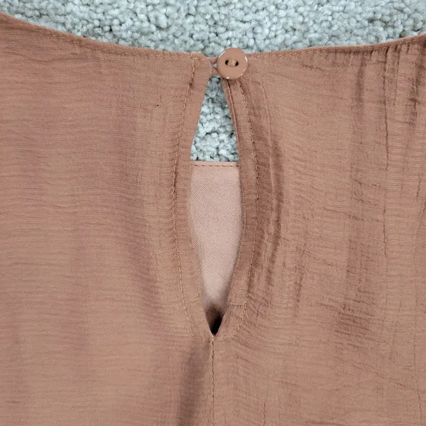 Bluivy Swing Dress Youth Medium Brown Ruffle Trim Fit & Flare Mini Lined Flowy - Image 5