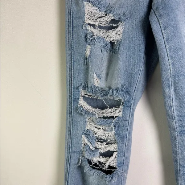 Vervet Flying Monkey Women High Rise Straight Jean Sz 23x29 Distressed Cropped Raw Hem - Image 3