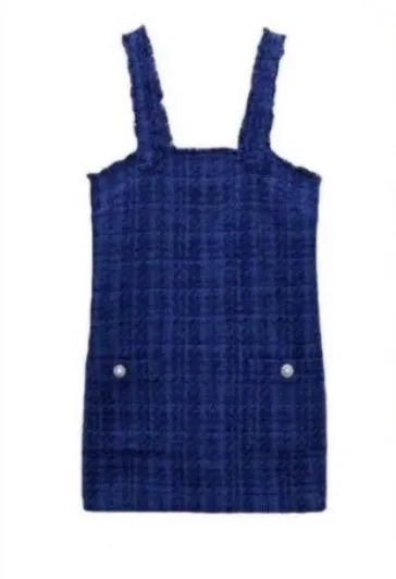 Bloggers Favorite Blue Textured Pinafore Dress - Image 3