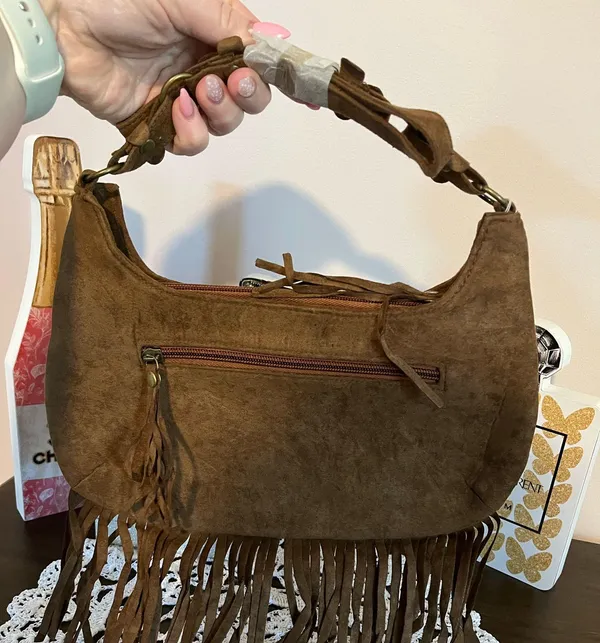 Light Brown NWT Non branded Crossbody with Fringe - Image 3