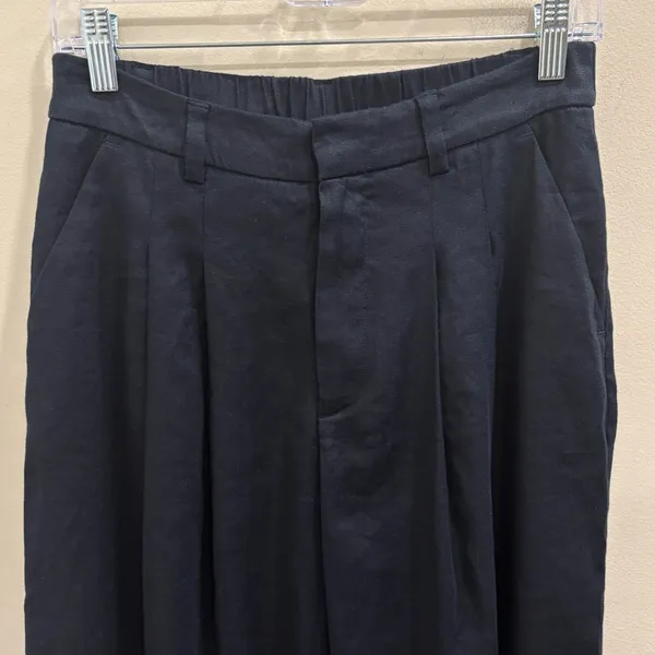Maeve Avery Wide-Leg Pleated Trousers Navy Linen‎ Blend Small NEW Minimalist - Image 5