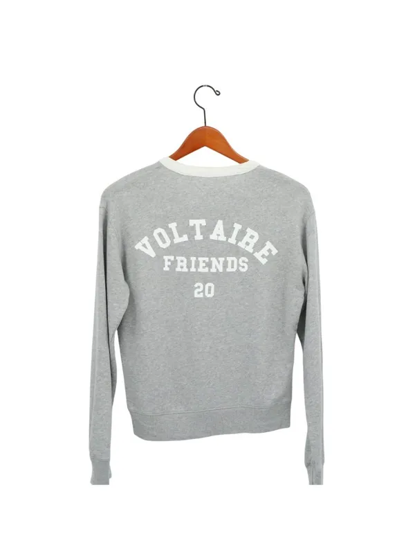 Zadig & Voltaire Watson Friends Cotton Blend Sweatshirt Grey White Trim XS - Image 5