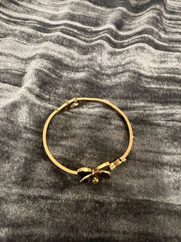 Gold Floral Hinged Bangle Bracelet - Women's Jewelry - Image 2