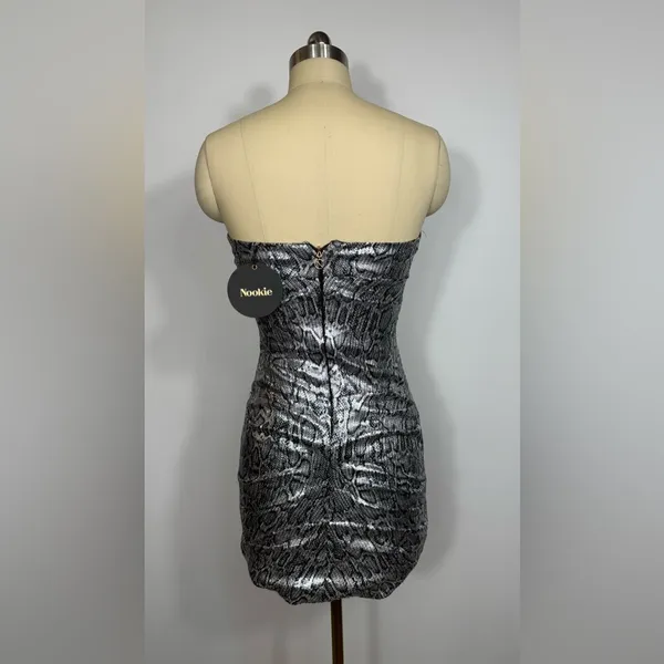 NWT Nookie‎ Blind Date Mini Dress Silver Python Size Small - Image 4