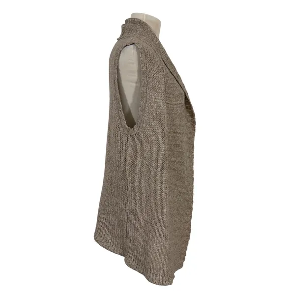 Old Navy Women's M‎ Vintage Knitted Beige Long Vest Cardigan Sweater Wool Blend - Image 3