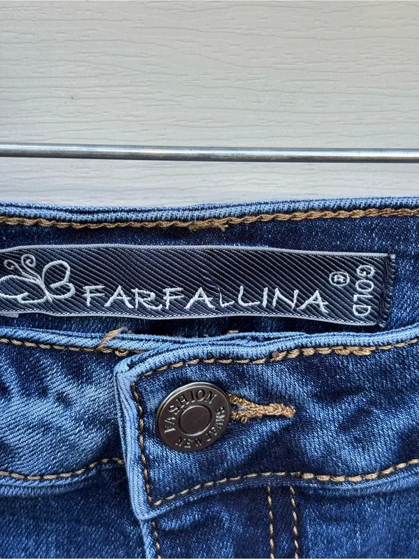 Dark Blue Denim Mini Skirt with Front Patch Pockets Size undefined - Image 4