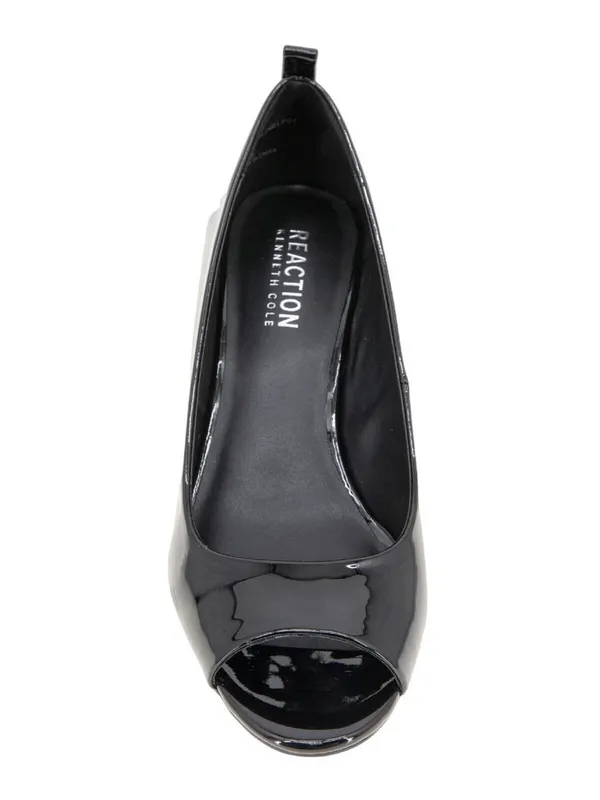 Kenneth Cole Reaction Womens Elinor Mid Wedge Pumps Peep Toe Black Patent 10M - Image 10