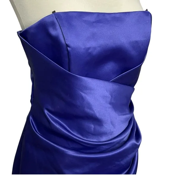 Y2K Strapless Star Box Dress‎ Purple Blue Ruched HOCO Special Occasion Womens L - Image 3