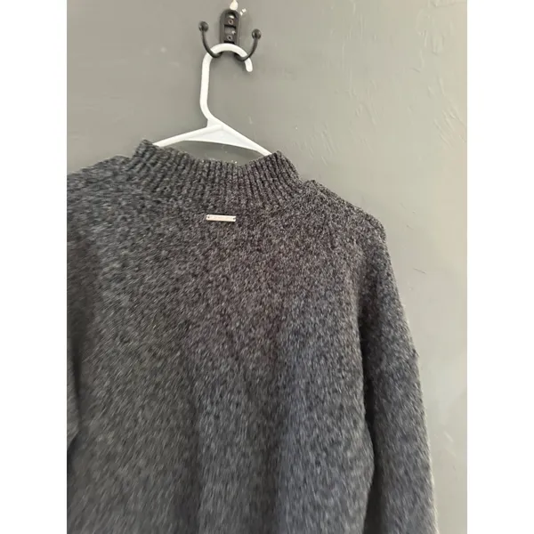 Michael Kors Womens Mock Neck Colorblock High Low‎ Knit Sweater Gray XL - Image 4