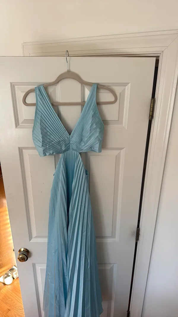 Abercrombie Maxi Dress Cut-Out Satin Pleated - Image 2