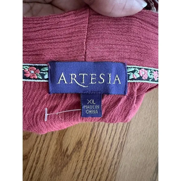 Artesia Embroidered Open Cardigan Kimono Swim Cover Up Size XL Lightweight - Image 5
