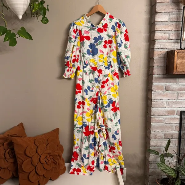 RIXO‎ Floral Print Maxi Dress White Size 8 - Image 3